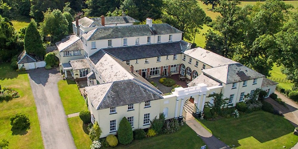 Aerial view of the Lord Haldon Hotel and its grounds near Exeter