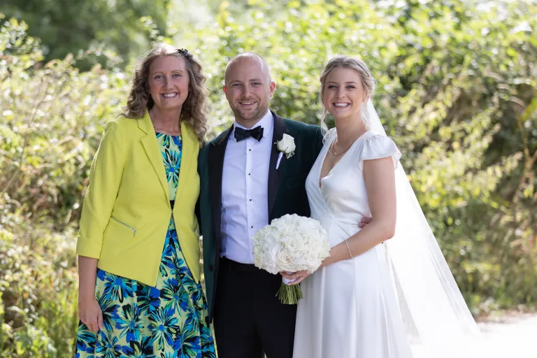 Julie Fox with Lucy and Beau after their wedding in Stoodleigh