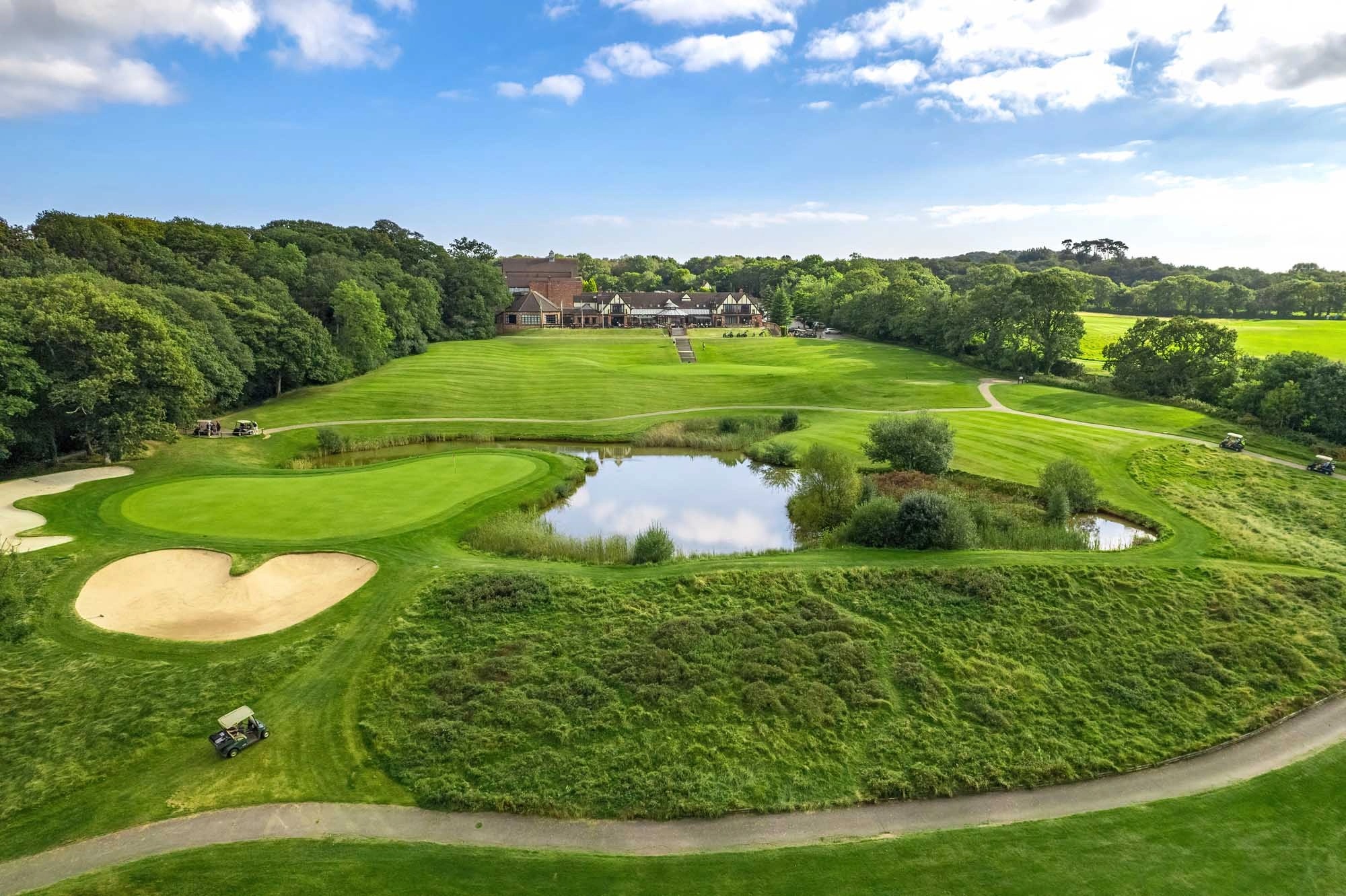 The golf course and lake at Woodbury Park in the East Devon countryside
